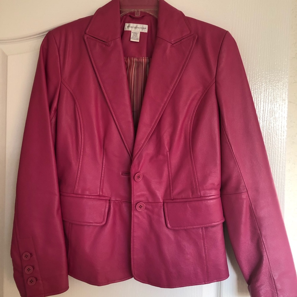 Never been worn 100% Leather Pink Blazer
